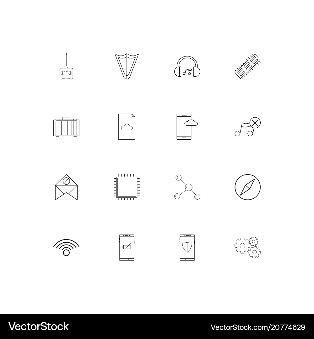 Devices linear thin icons set outlined simple vector image