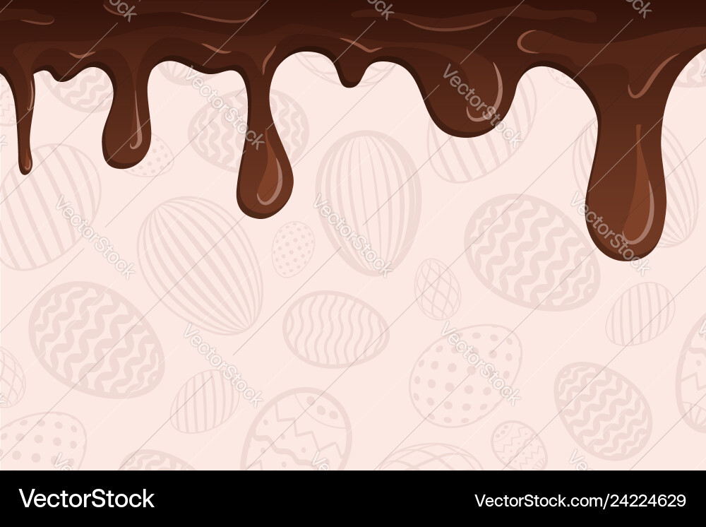 Easter egg pattern dripping brown chocolate Vector Image