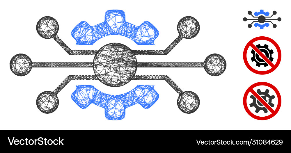 Electronic cog polygonal web mesh Electronic cog polygonal web mesh vector image