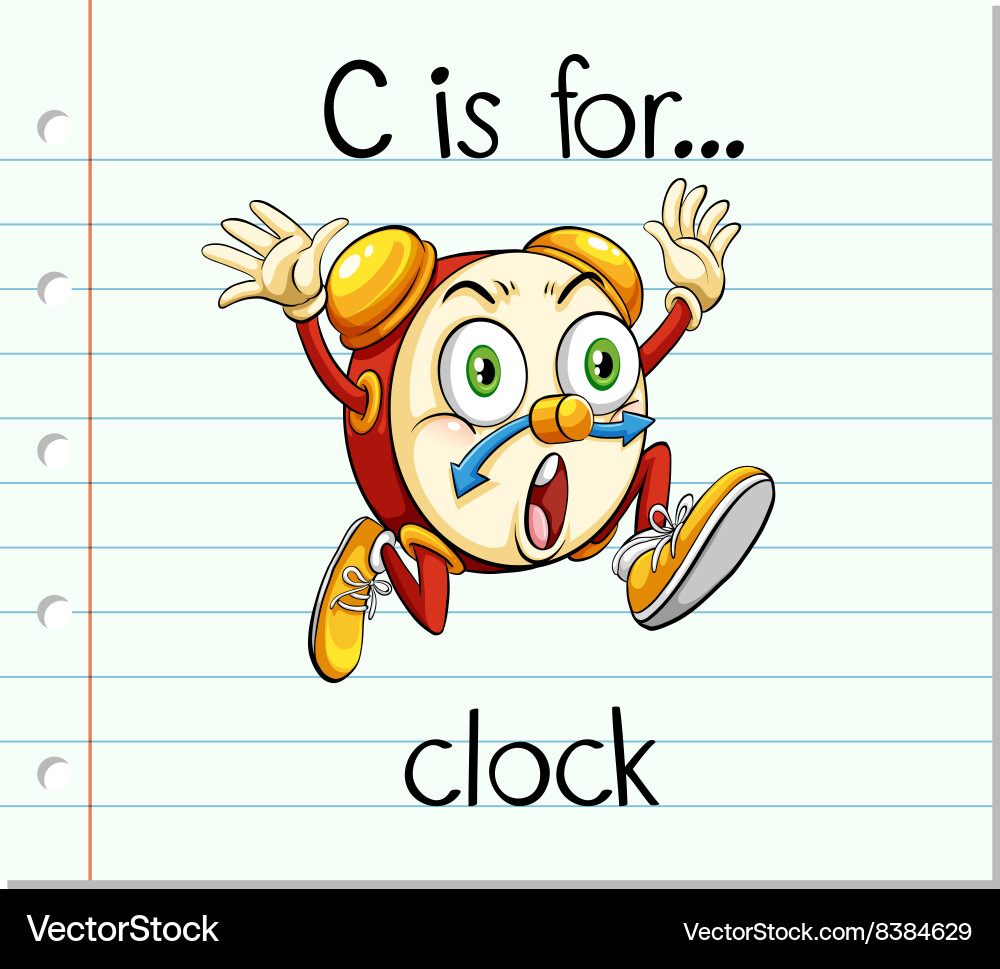 Flashcard letter c is for clock vector image