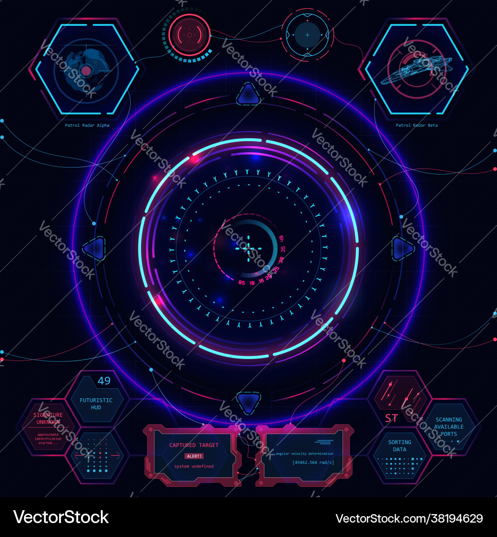 Futuristic touch screen user interface hud Futuristic touch screen user interface hud vector image