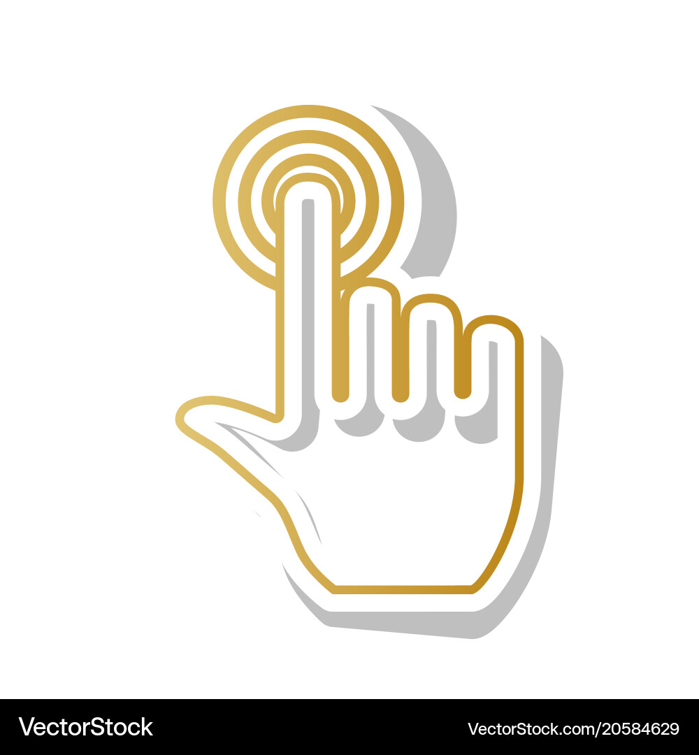 Golden Hand Click Button Icon vector image