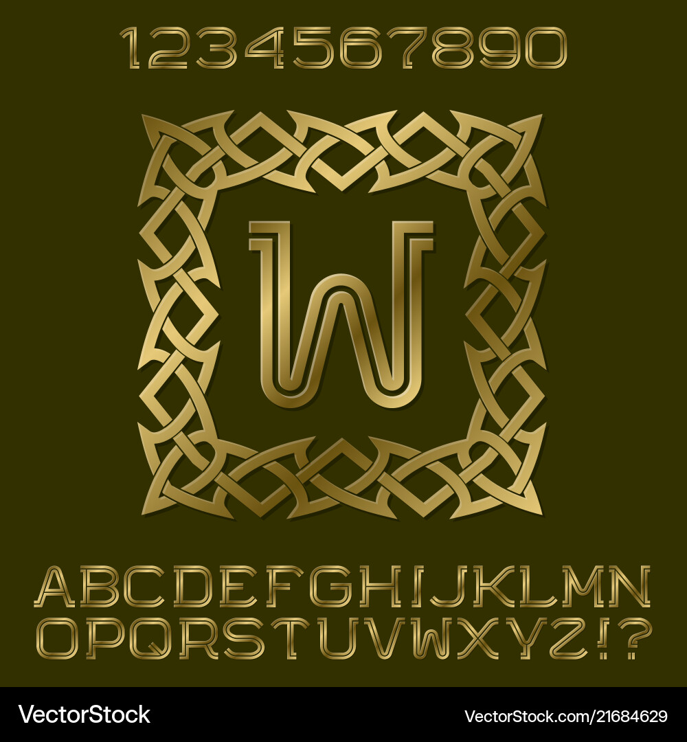 Golden letters numbers initial monogram in frame Golden letters numbers initial monogram in frame vector image