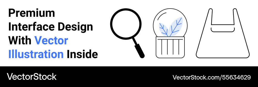 Interface design elements featuring magnifier Vector Image