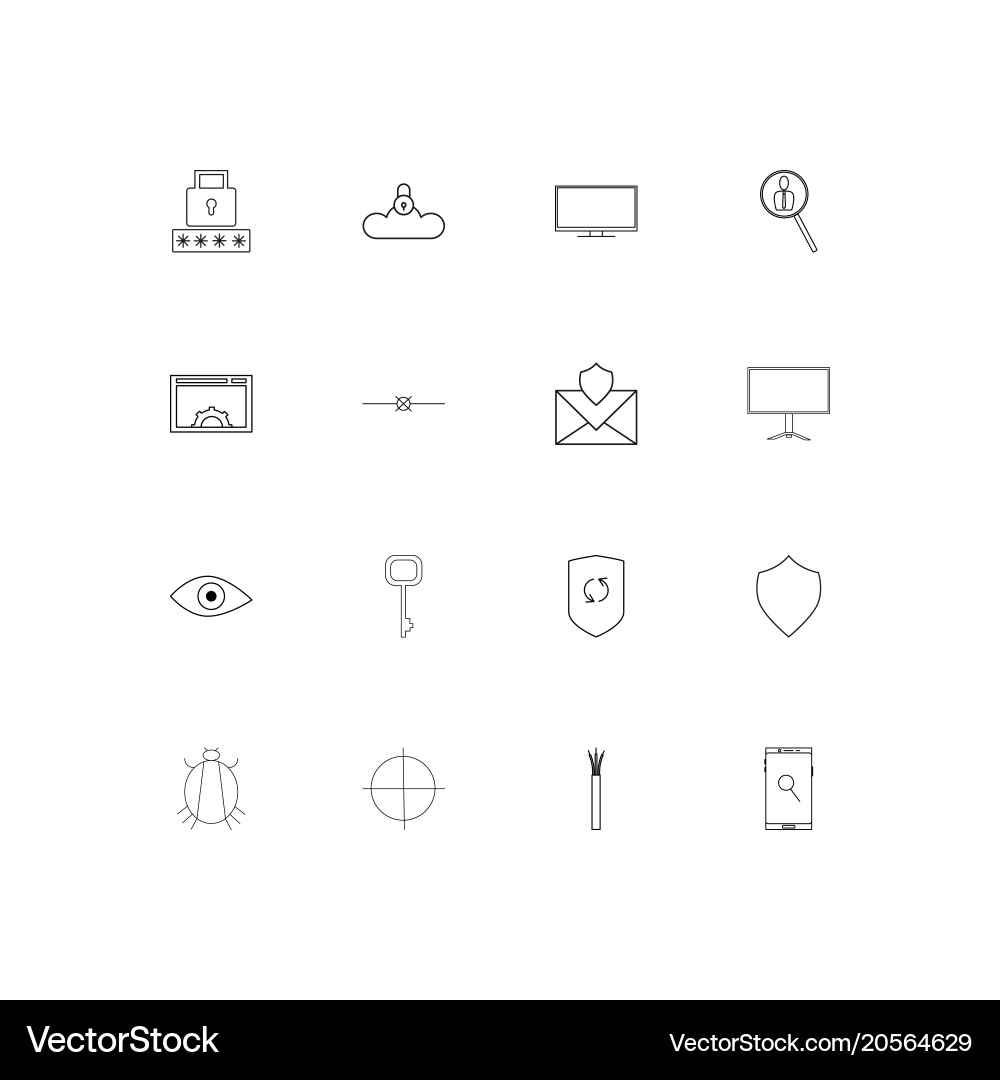 Internet security simple linear icons set vector image