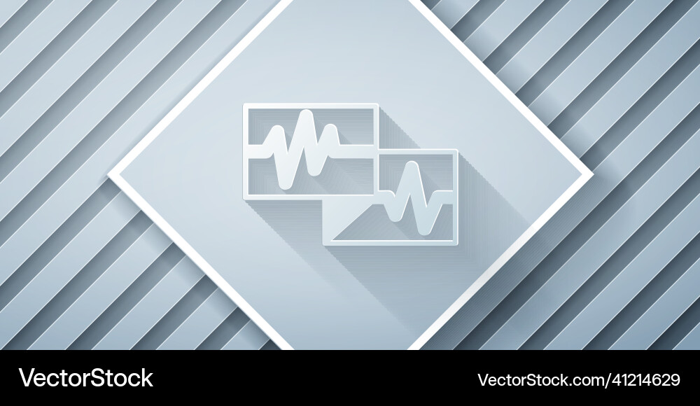 Paper cut computer monitor with cardiogram icon Paper cut computer monitor with cardiogram icon vector image