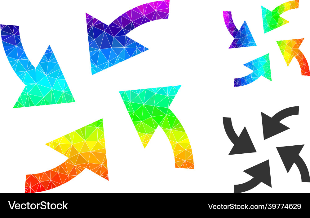 Polygonal cyclone arrows icon with spectral Polygonal cyclone arrows icon with spectral Vector Image