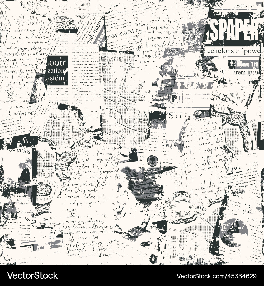Seamless pattern with collage of newspaper Vector Image
