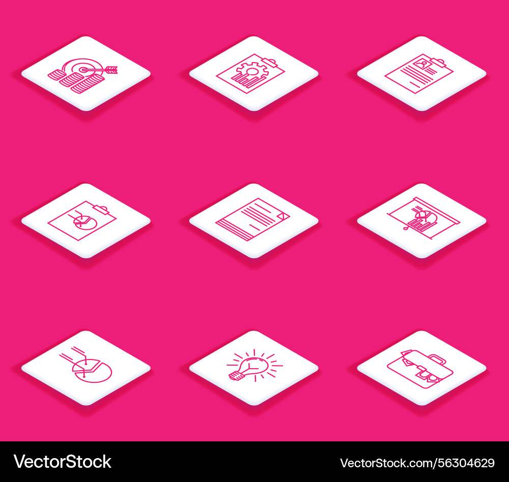 Set line target with coin symbol clipboard graph Set line target with coin symbol clipboard graph vector image