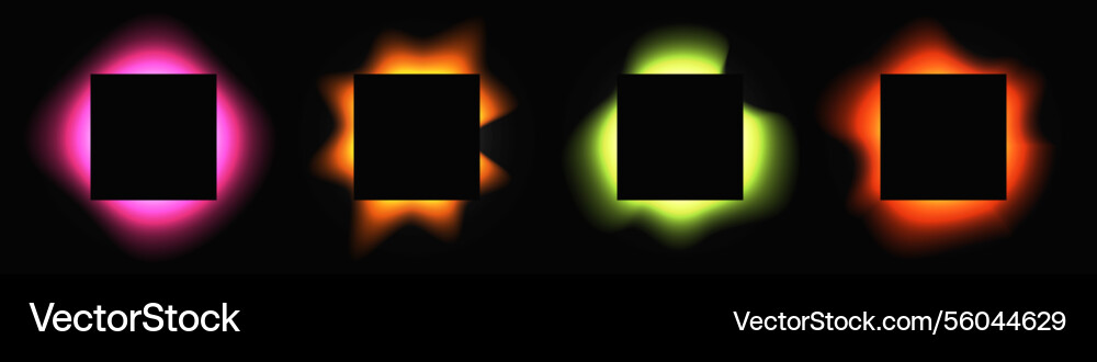 Set of square illuminate light frames vector image