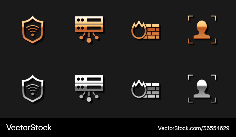 Set shield with wifi wireless server data web Set shield with wifi wireless server data web Vector Image