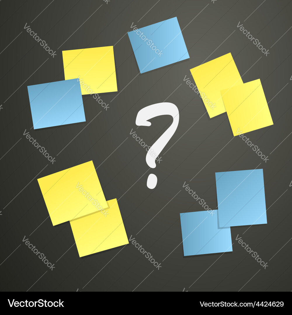 Sticky notes with question mark vector image