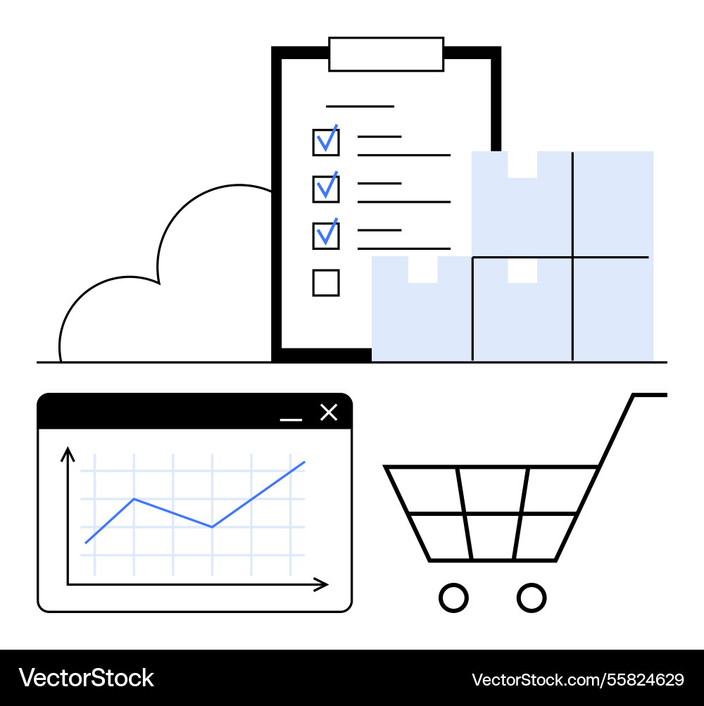 Supply chain management with checklist graph Supply chain management with checklist graph vector image