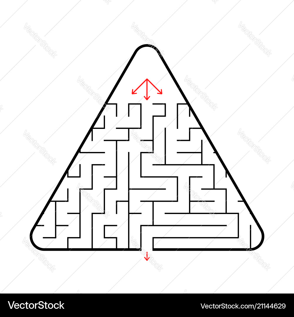 Triangular maze with three paths find the right Triangular maze with three paths find the right vector image