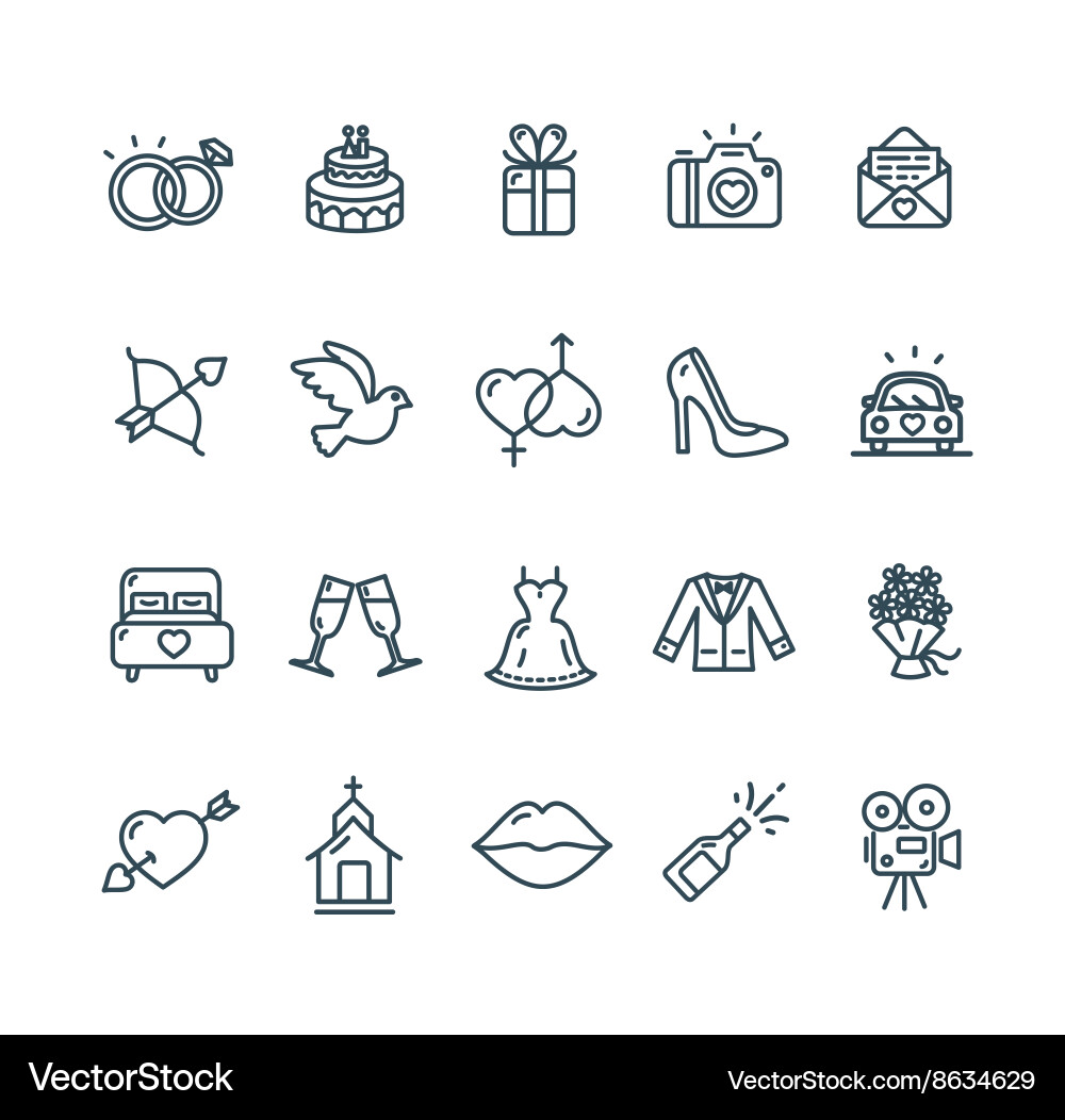 Wedding icon set Royalty Free Vector Image - VectorStock