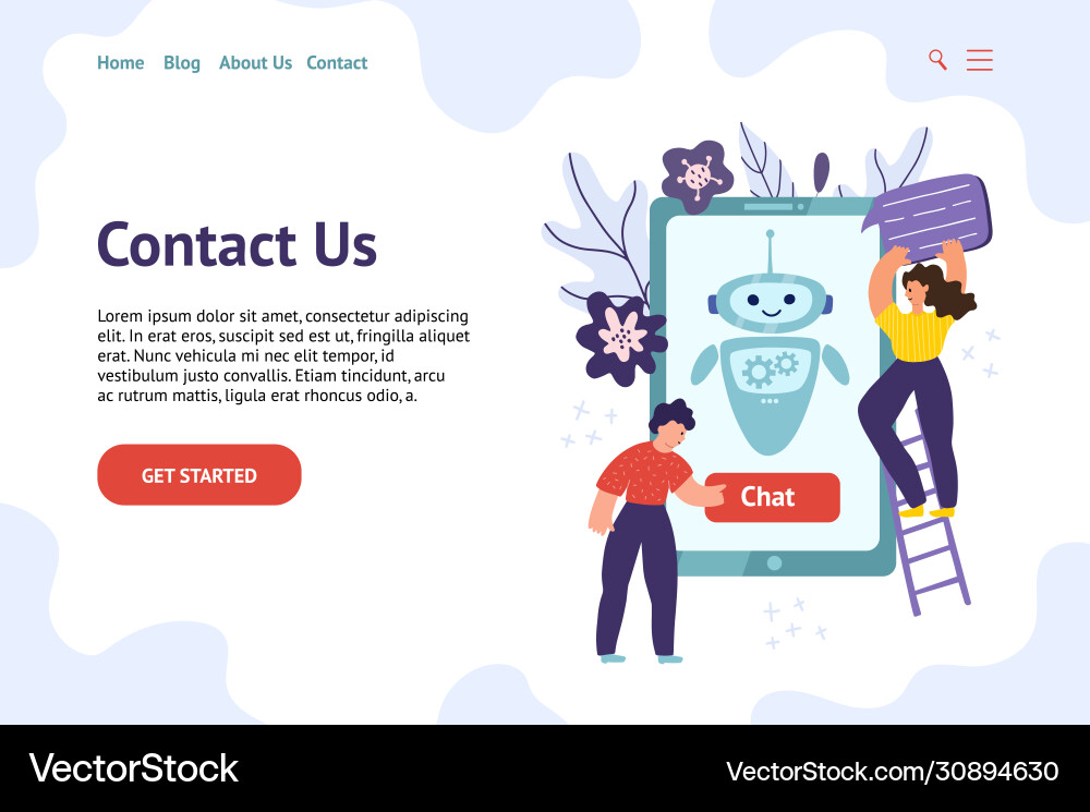 Chatbot header template for website contact us Chatbot header template for website contact us vector image