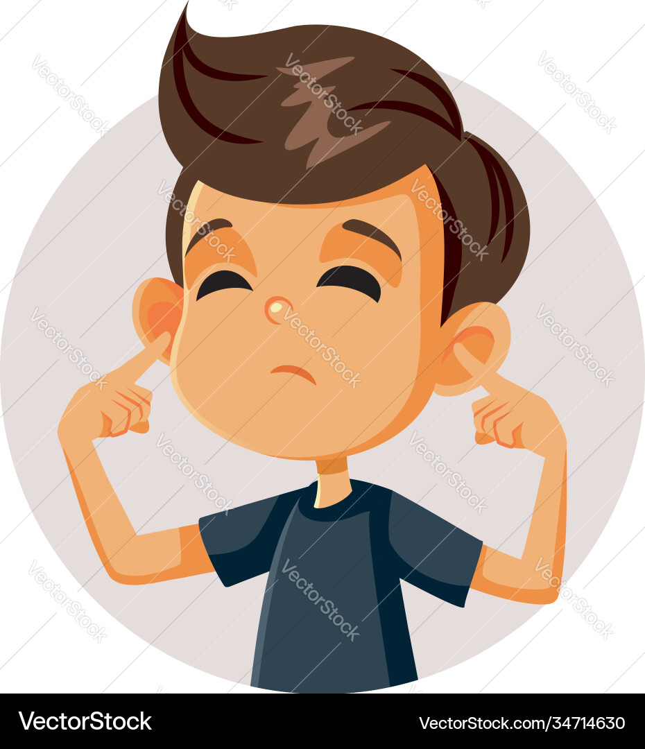 Child Shielding Ears from Loud Noise Vector Image