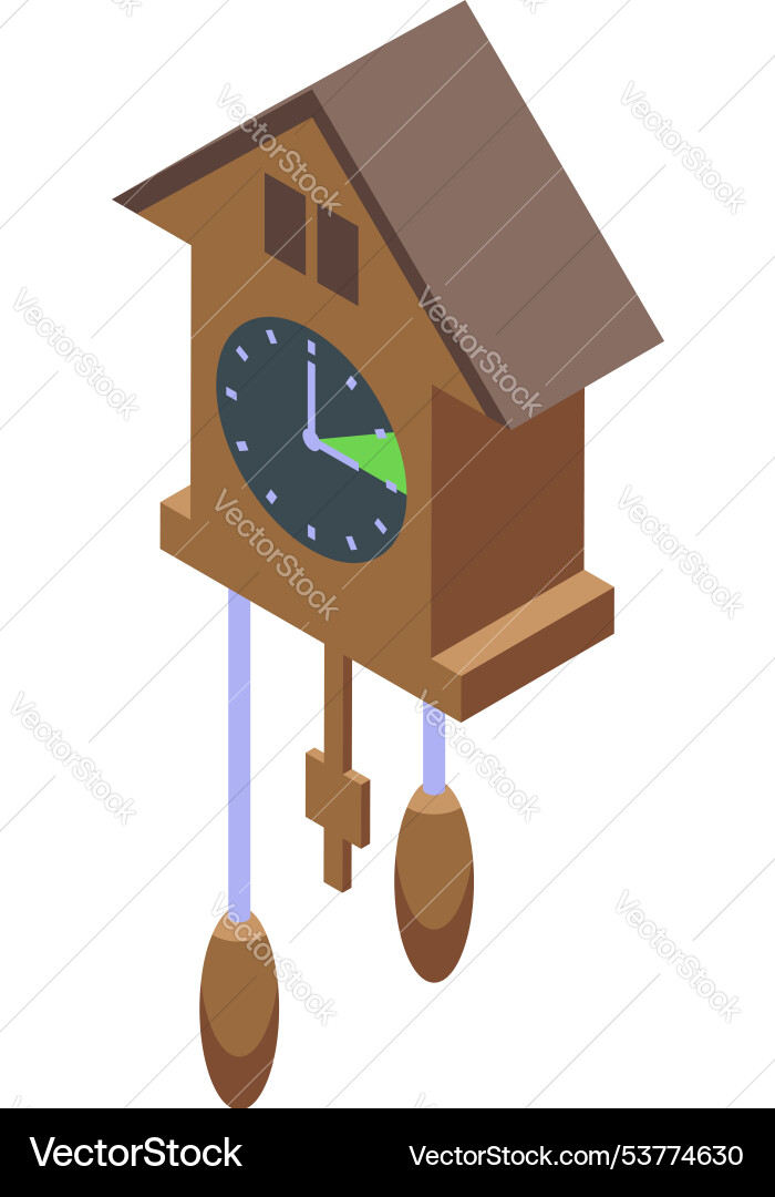 Cuckoo clock showing time passing isometric icon Cuckoo clock showing time passing isometric icon Vector Image