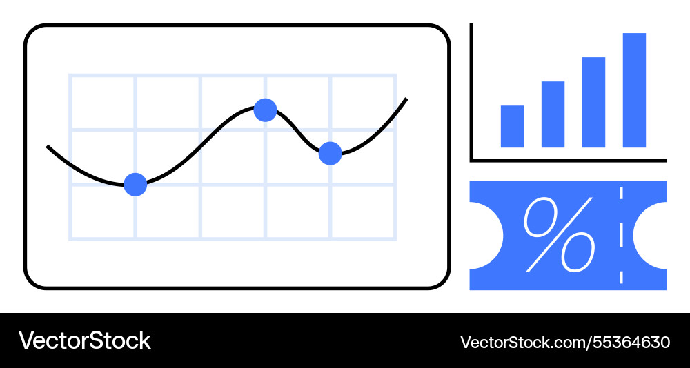 Data presentation with line graph bar chart Data presentation with line graph bar chart Vector Image