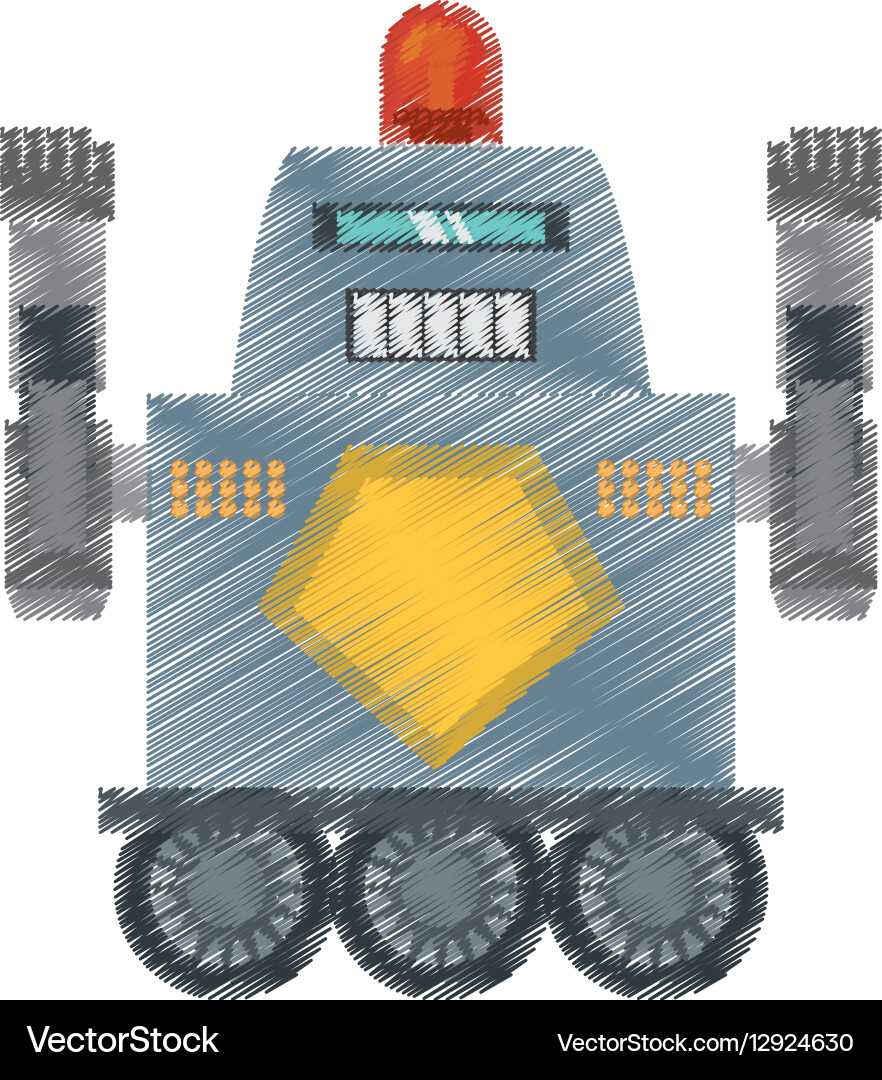 Drawing robot with warning alert support Vector Image