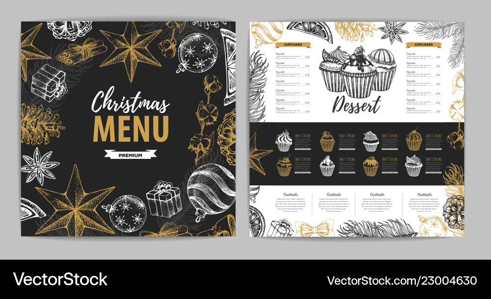 Hand drawing christmas holiday menu design Hand drawing christmas holiday menu design vector image