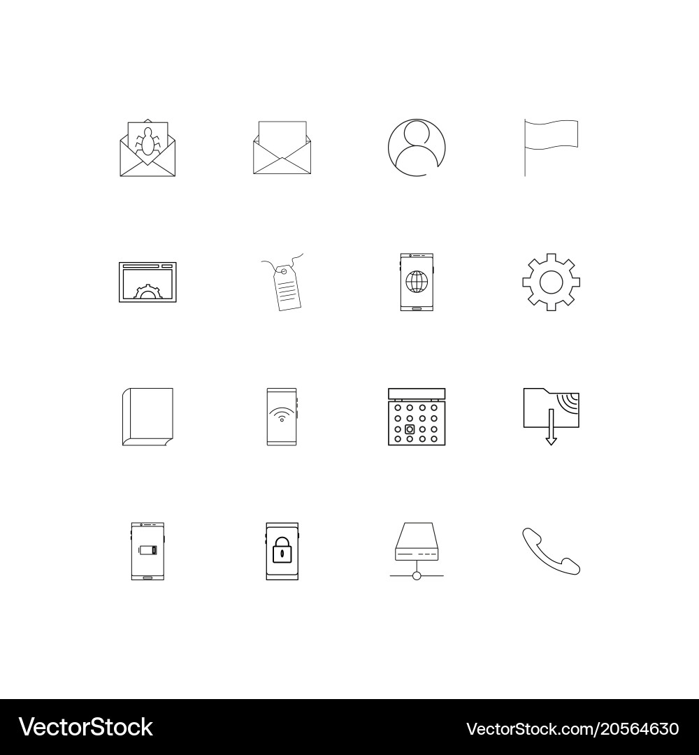 Internet technologies simple linear icons set Vector Image