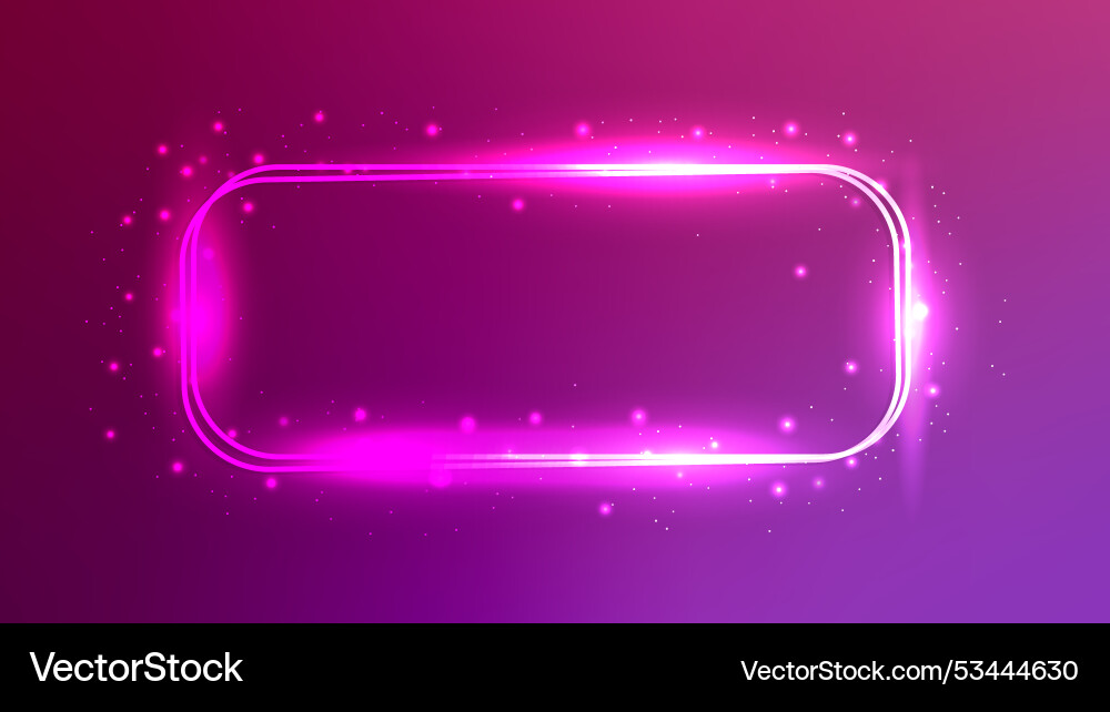 Neon double rounded rectangular frame Neon double rounded rectangular frame vector image