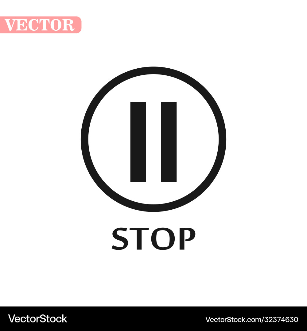 Pause icon in circle media player control button Vector Image