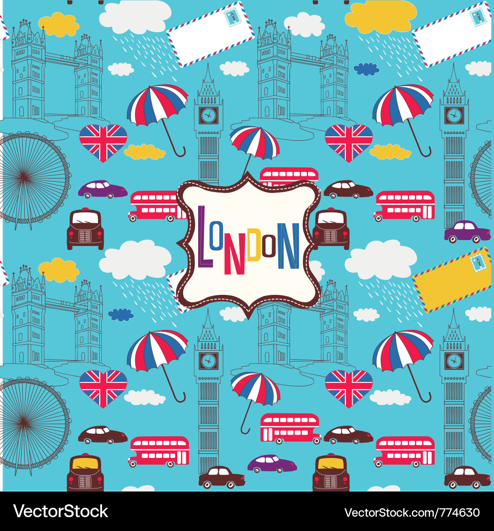 Retro London Screenprint Pattern Vector Image