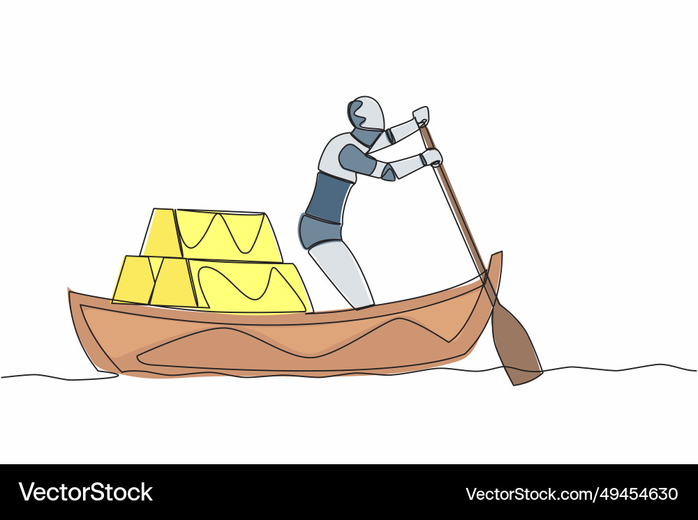 Single continuous line drawing robot sailing away Single continuous line drawing robot sailing away Vector Image