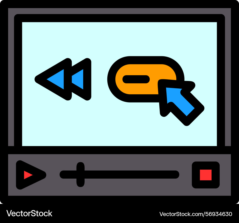 Skip backward line filled style icon design vector image