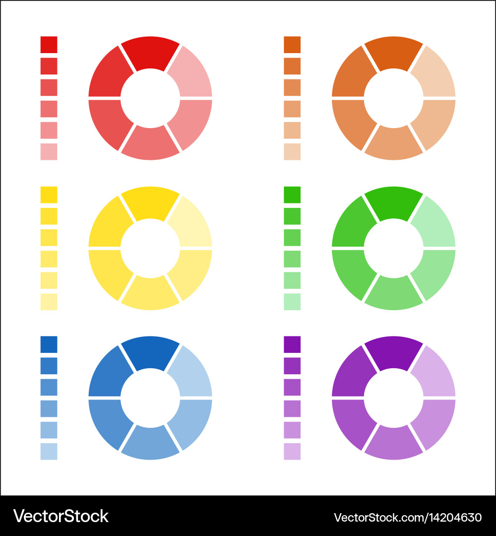 Spectrum Color Wheels - Circular Diagram Set Vector Image