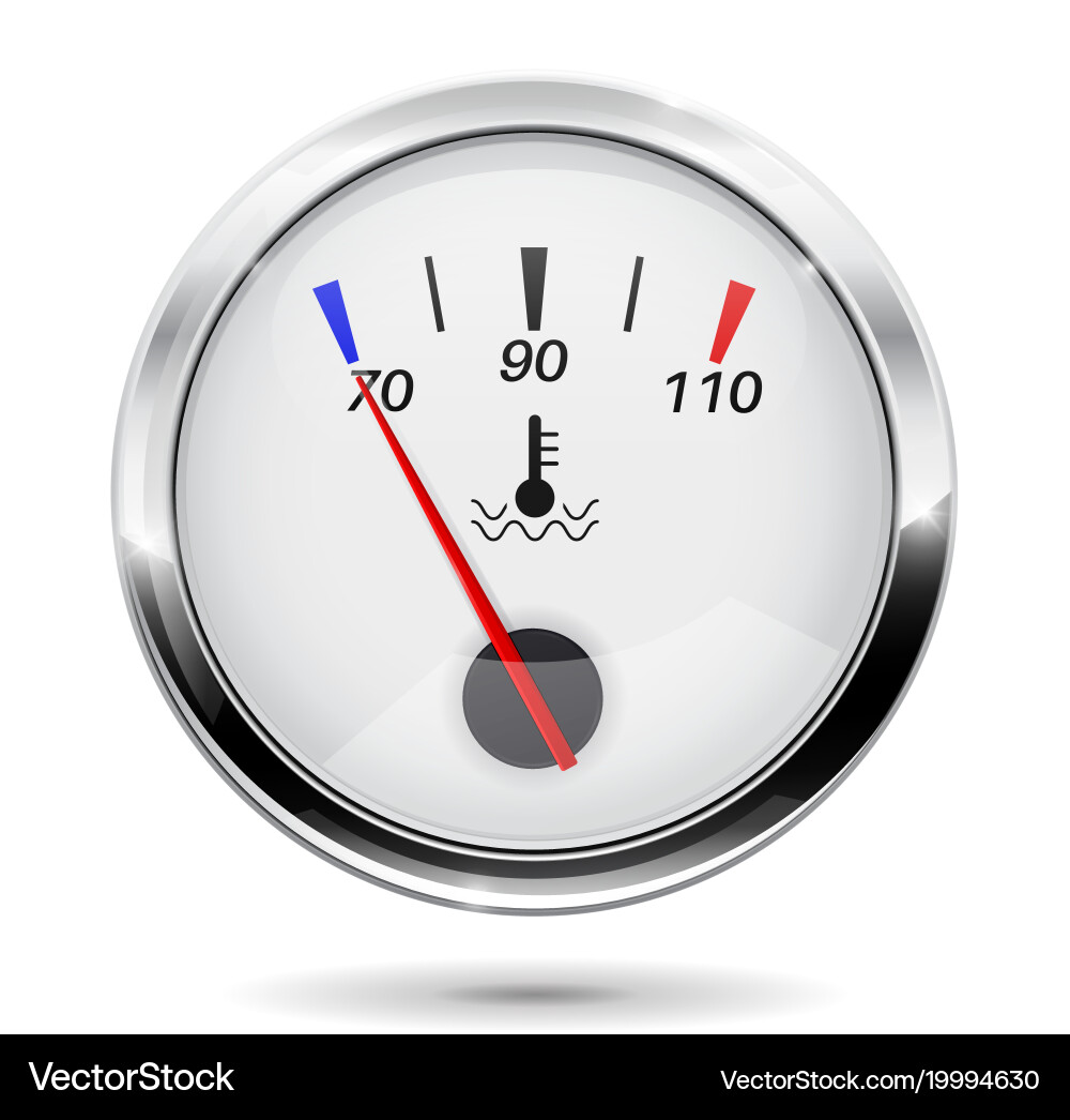Temperature gauge round with chrome frame Vector Image
