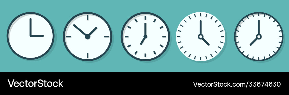 Time and clock icons in flat style vector image