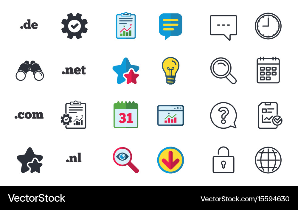 Top-level domains signs de com net and nl Vector Image