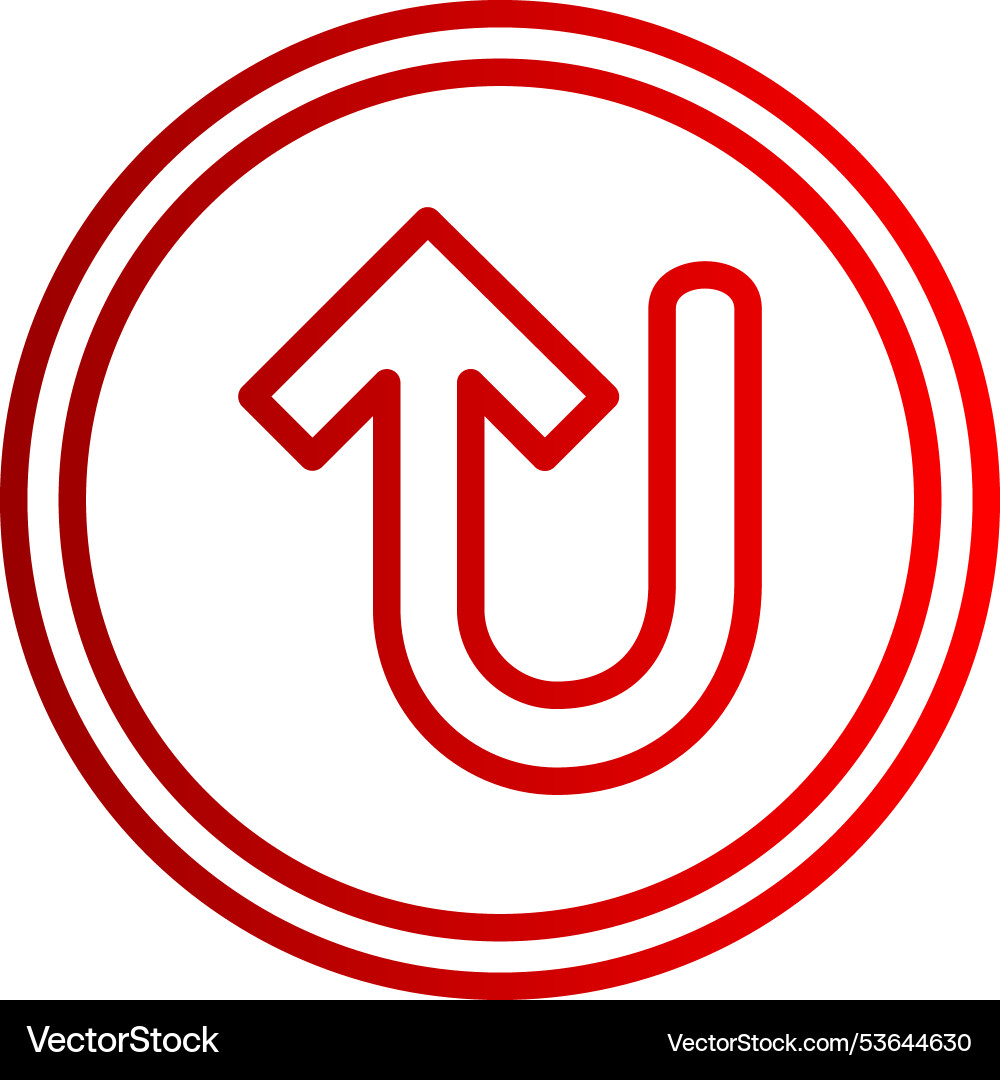 Turn up arrow line gradient icon Vector Image