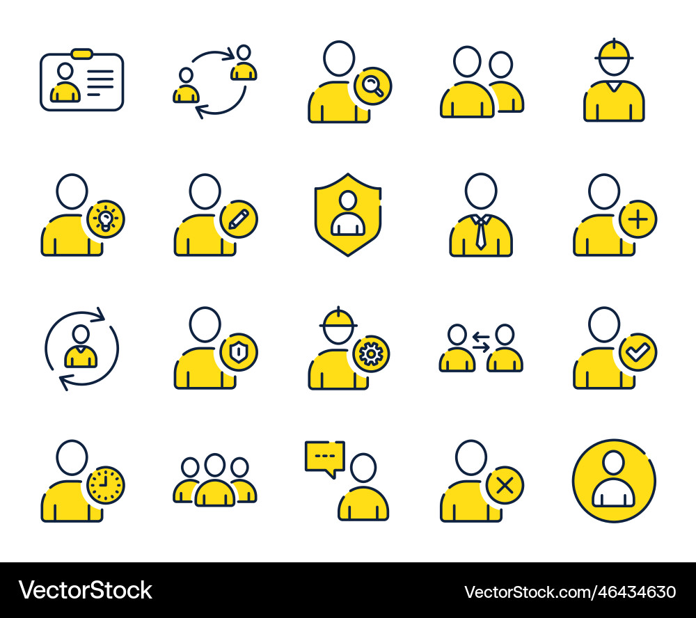 Users line icons profile group and support Users line icons profile group and support vector image