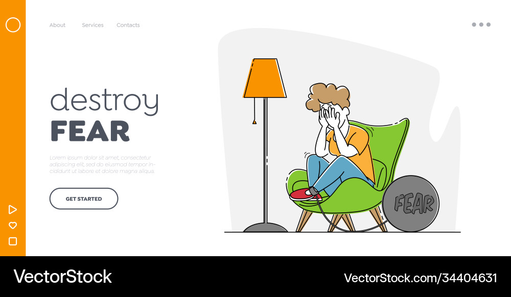 Angst psychische Störung Landing Page Template Frau Angst psychische Störung Landing Page Template Frau vektorbild