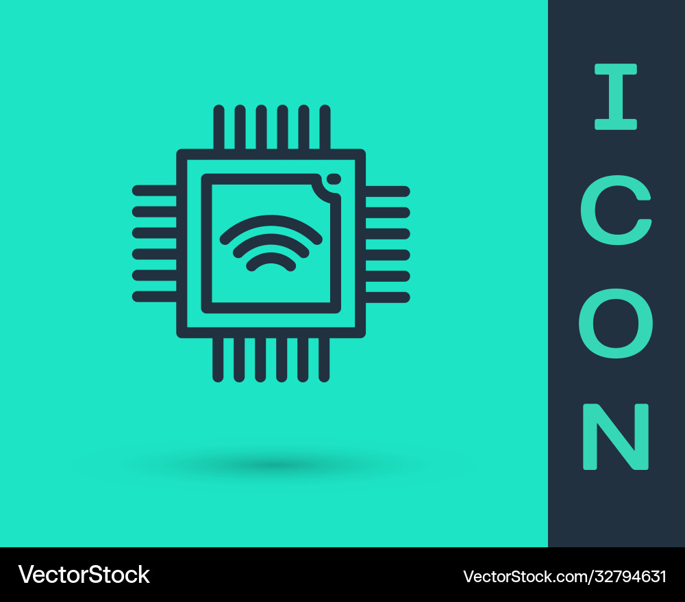 Black line computer processor with microcircuits Black line computer processor with microcircuits Vector Image