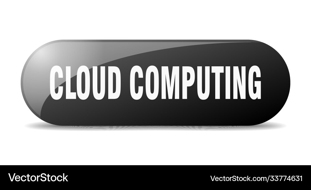 Cloud computing button sticker banner rounded vector image