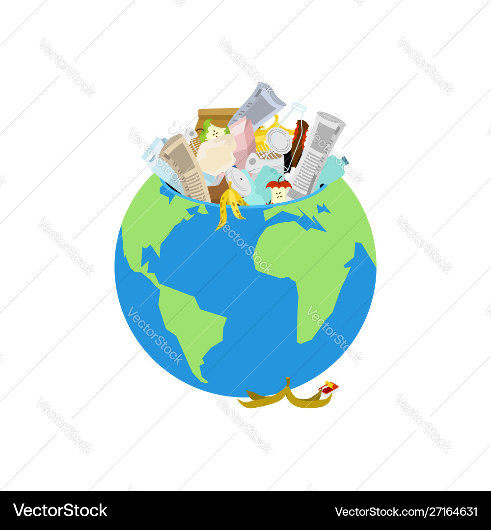 Earth garbage dump planet and scrapyard vector image