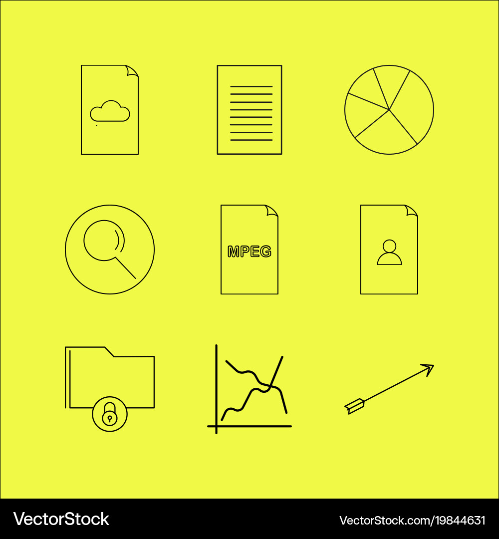 Files and folders linear icon set simple outline Vector Image