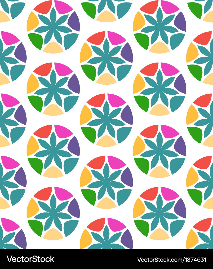 Flowers in circle frames abstract seamless pattern Vector Image