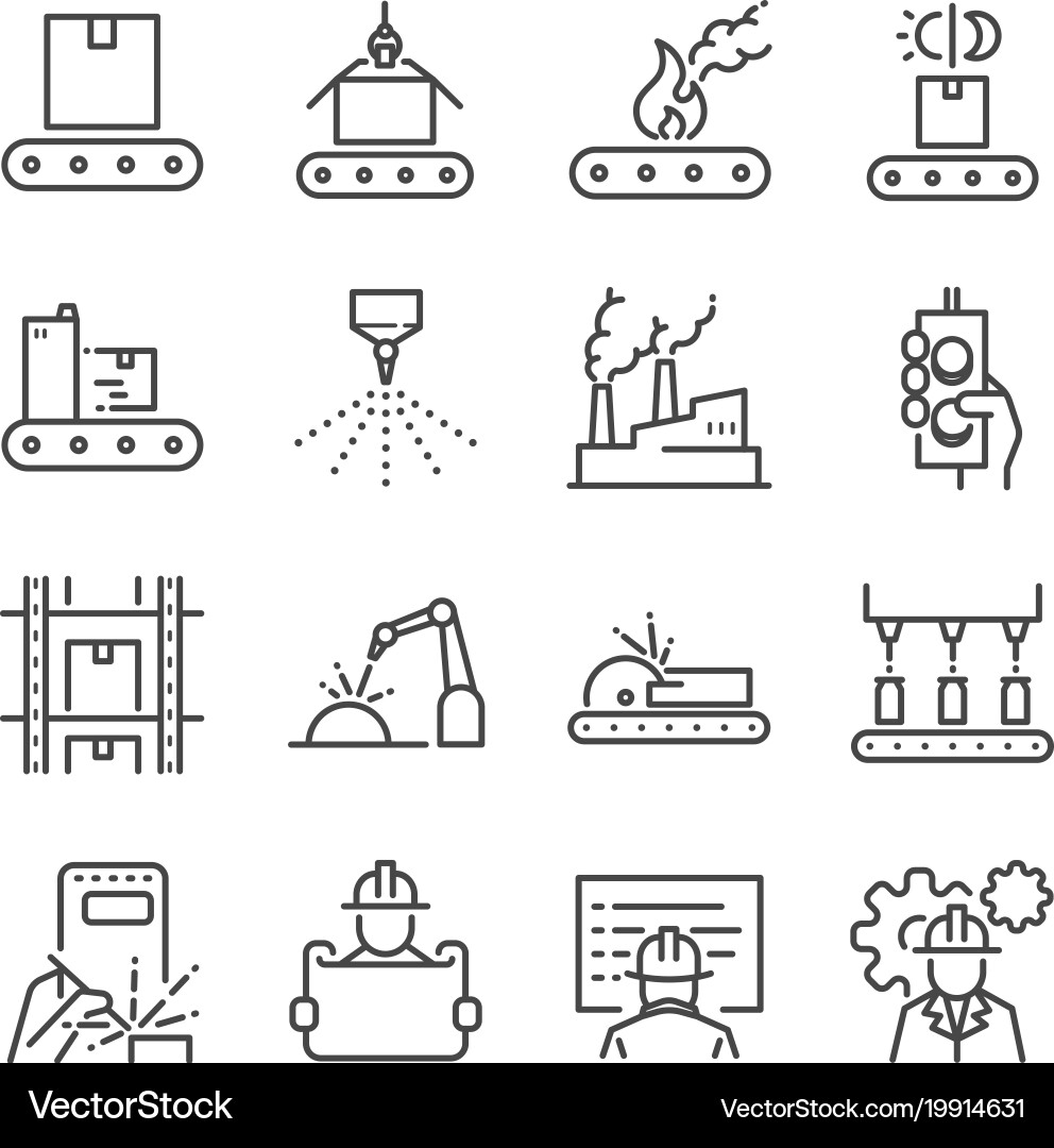 Industrial Production Line Icons Vector Image