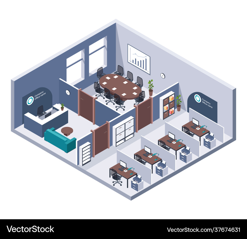 Isometric Office Interior Vector Image