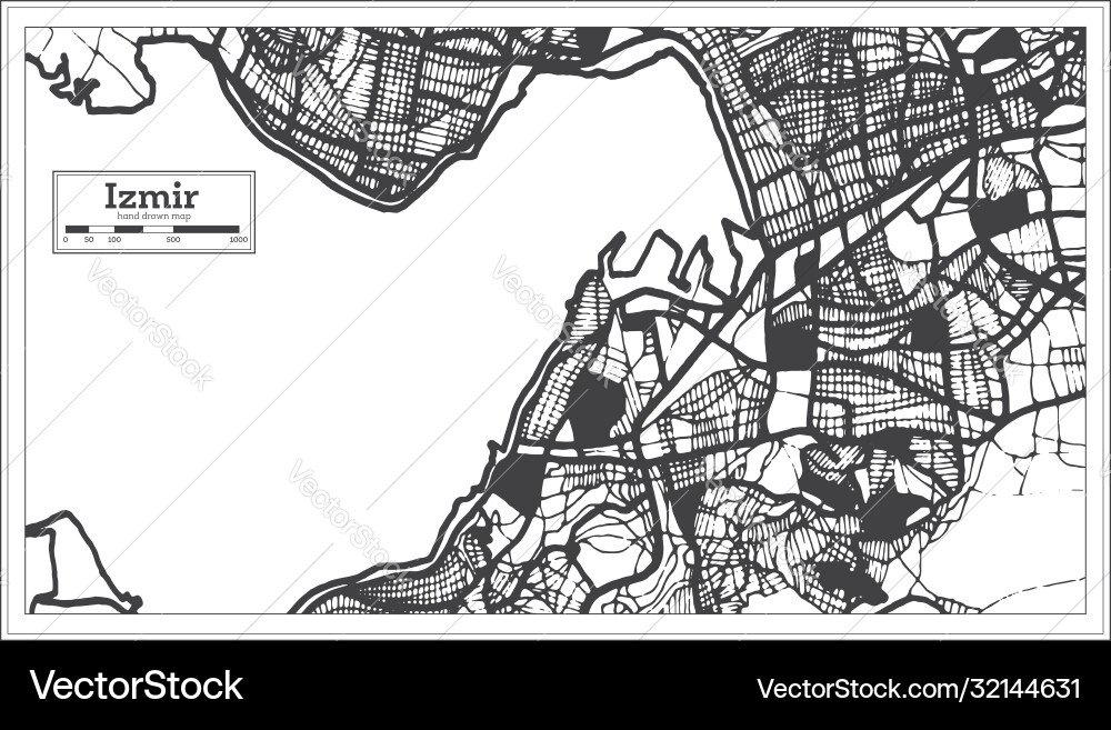 Izmir turkey city map in black and white color Izmir turkey city map in black and white color vector image