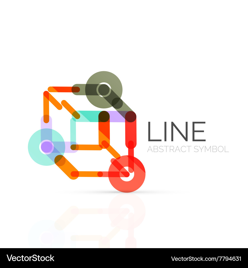 Linear abstract logo connected multicolored Vector Image