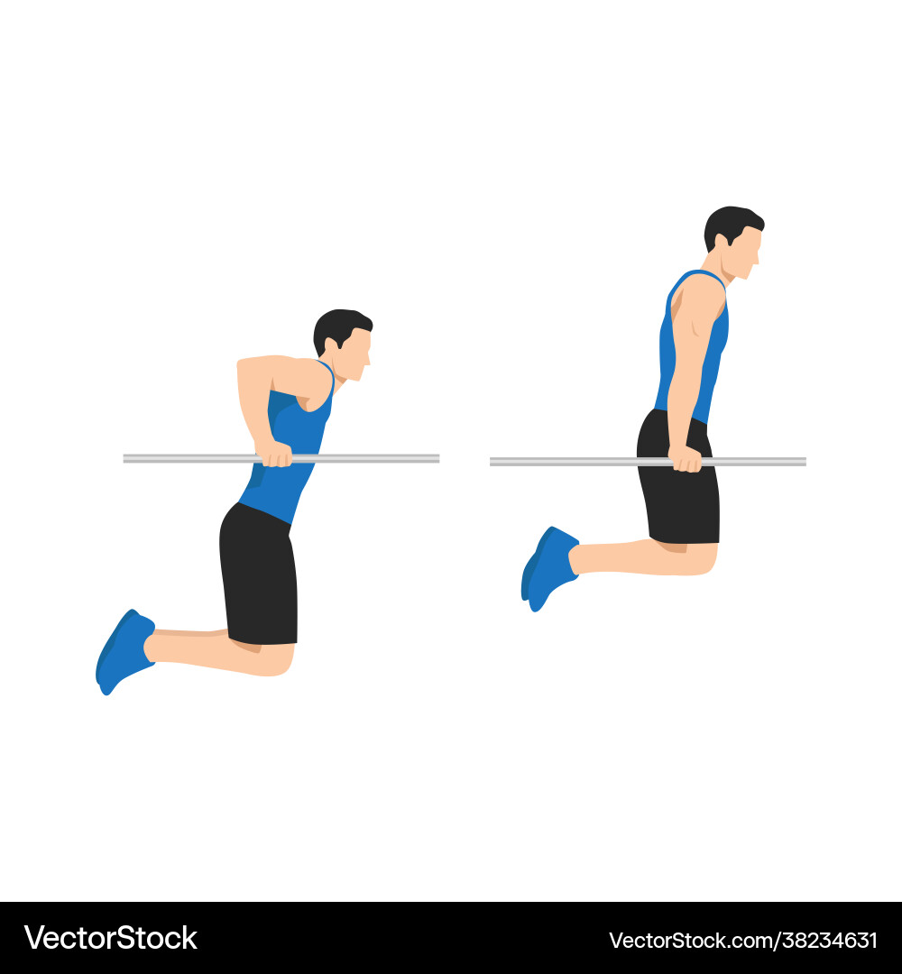 Man Performing Bar Dips Exercise Vector Image