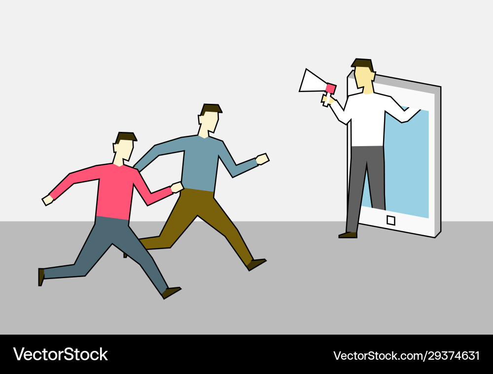 Man shouting in loudspeaker from smartphone Man shouting in loudspeaker from smartphone vector image