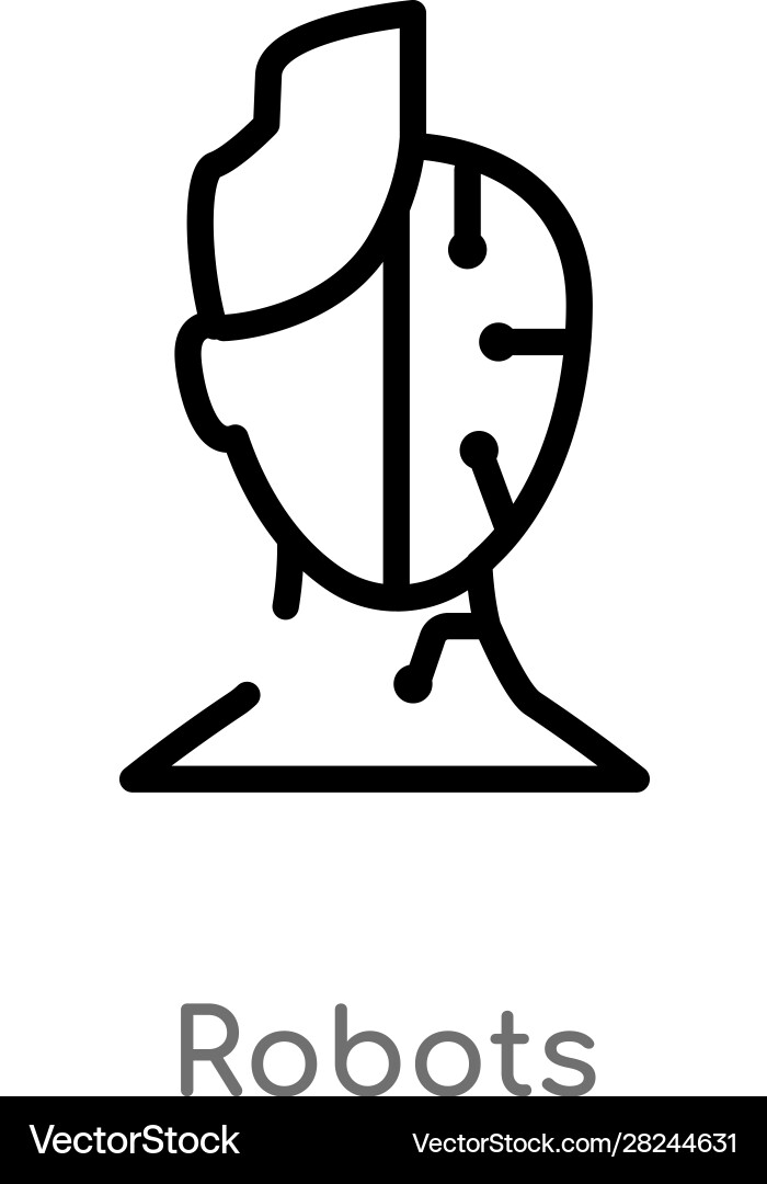 Outline robots icon isolated black simple line Vector Image